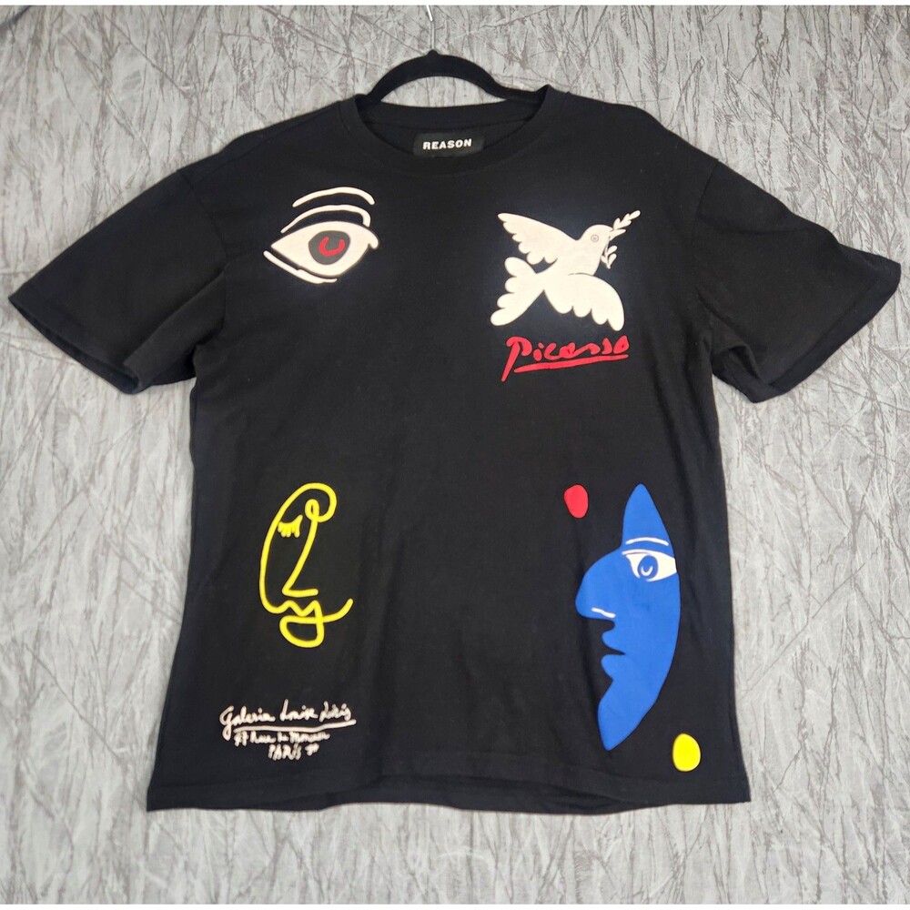 Reason Pablo Picasso Graphic Black Crew Neck T-Shirt Men's Size M Streetwear